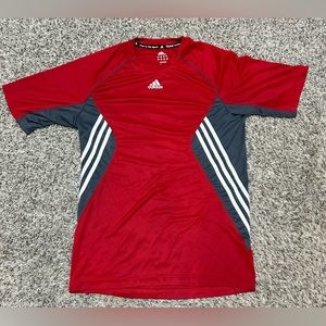 Vintage Adidas Climalite T-Shirt 3 Stripe Red Size Small